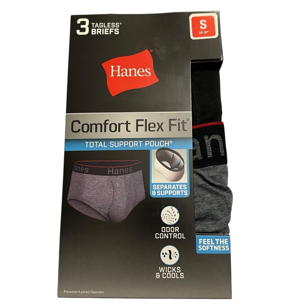 Men’s Hanes Comfort Flex Fit Total Support Pouch Briefs 3 pack Size Small